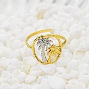 Ocean-Inspired Palm Tree Gold Cuff Band